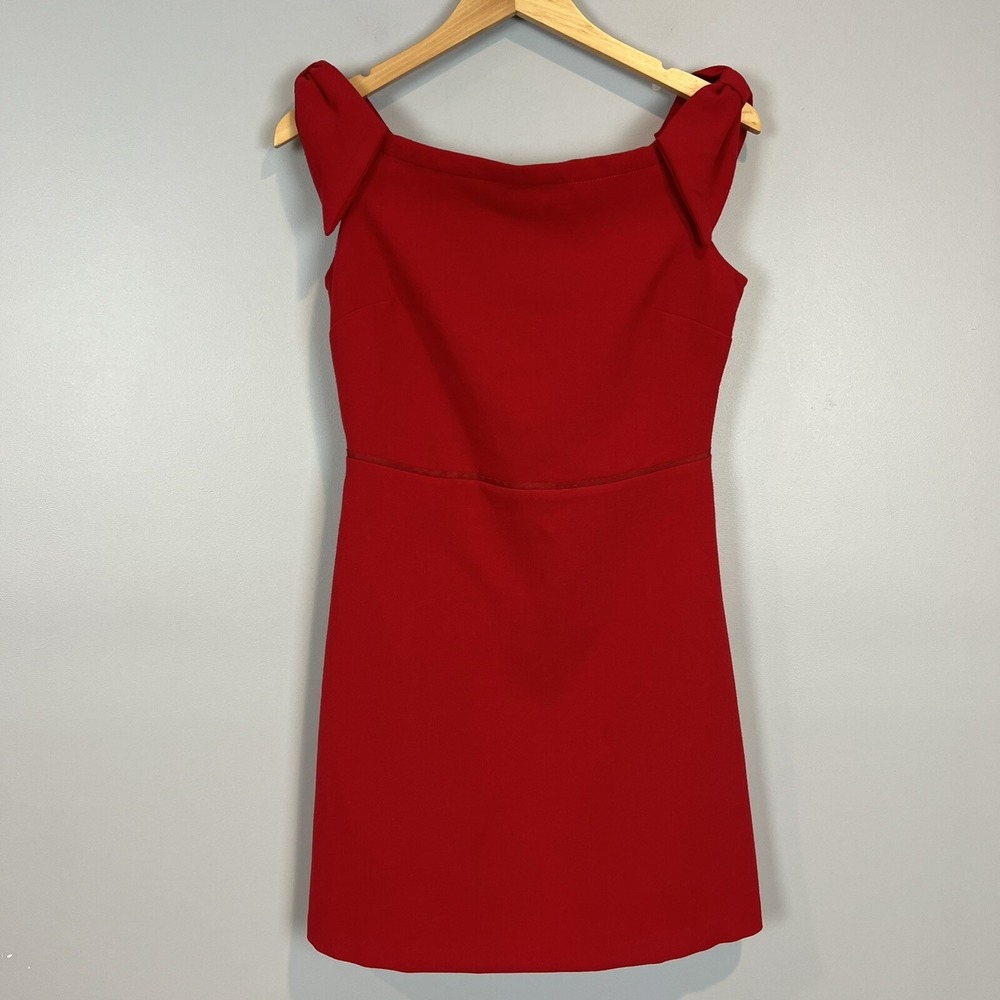 Vineyard Vines Red Dress Womens Size 4 Ponte Velvet Bows Off Shoulder NWT